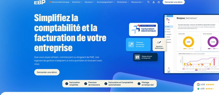 Page d'accueil EBP : logiciel de facturation et comptabilite