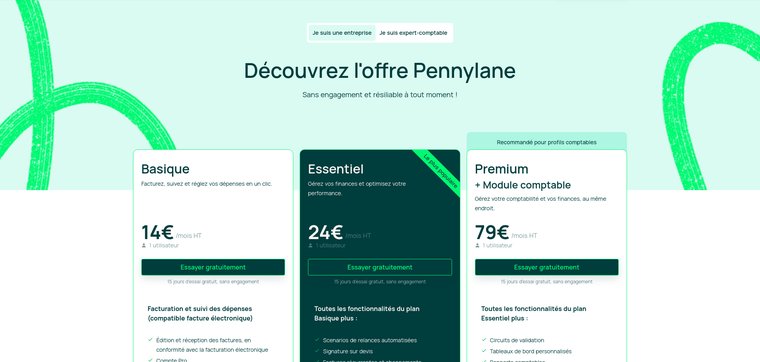 Tarifs Pennylane 2026 : offres Basique, Essentiel et Premium