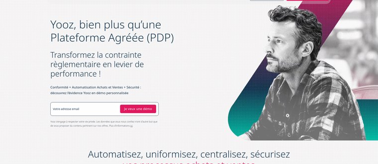 Page d'accueil Yooz : automatisation des factures fournisseurs